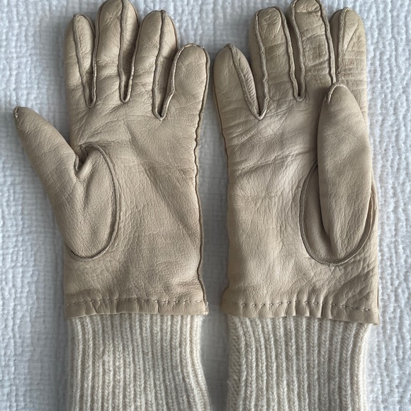 Cole Haan cream leather and cashmere gloves - Picture 2 of 6